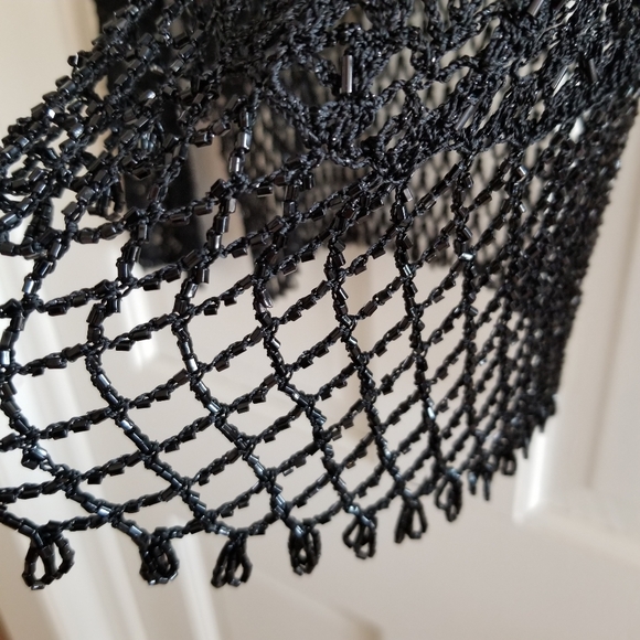 Ladies large crocheted sweater with beading trim EUC - Picture 3 of 4